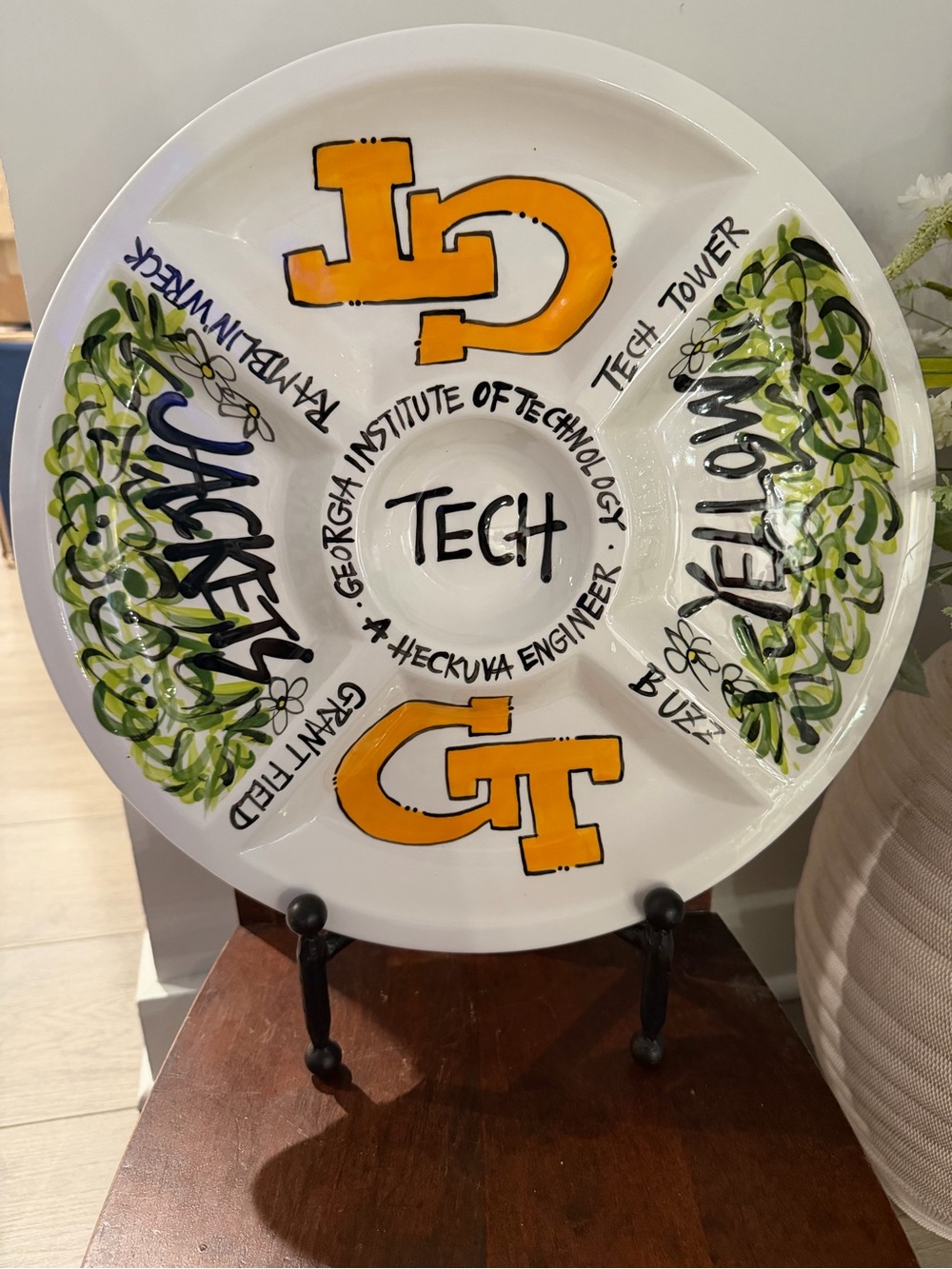 Georgia Tech Themed Decorative Serving Platter - White and Yellow